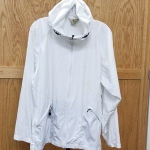 WOOLRICH Womens XL White Hooded Windbreaker